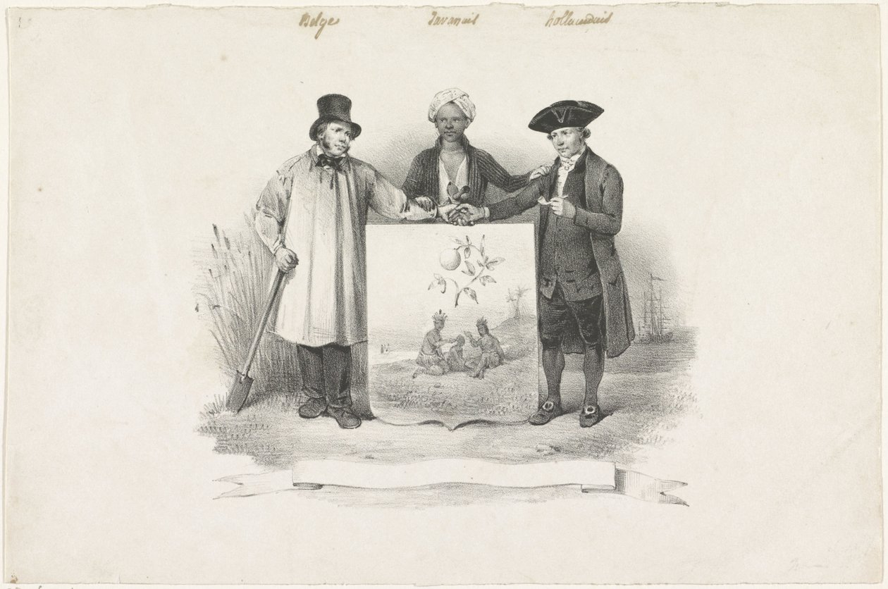 Brasão de armas com belga, javanês e holandês, 1826 de Anonymous