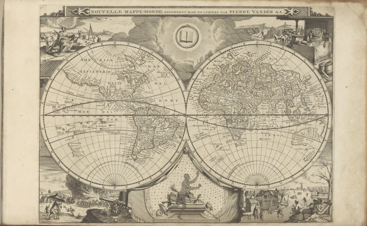 Wereldkaart Novo Mapa do Mundo (título no objeto) As Índias Orientais e Ocidentais e Outros Lugares (título da série) de Anonymous