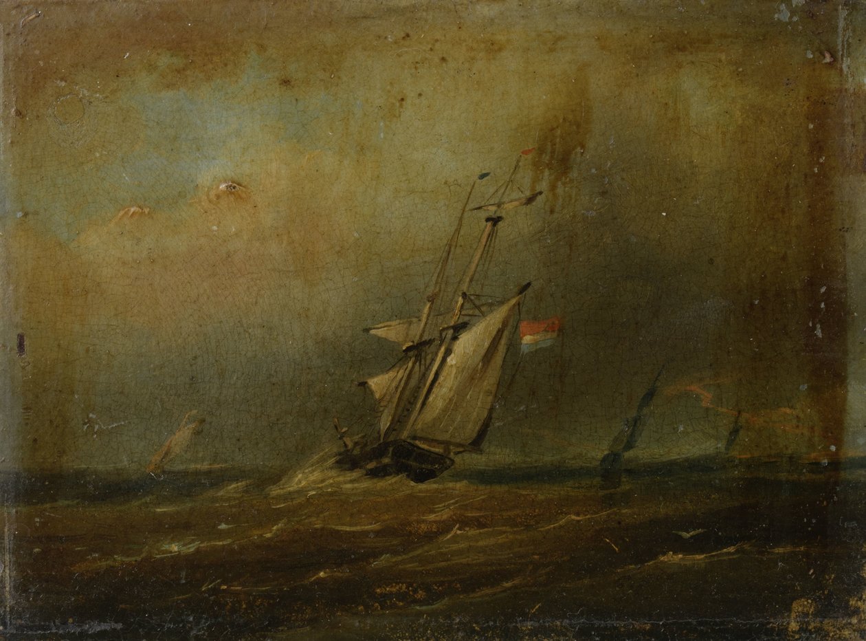 Mar agitado com navios à vela de Anonymous