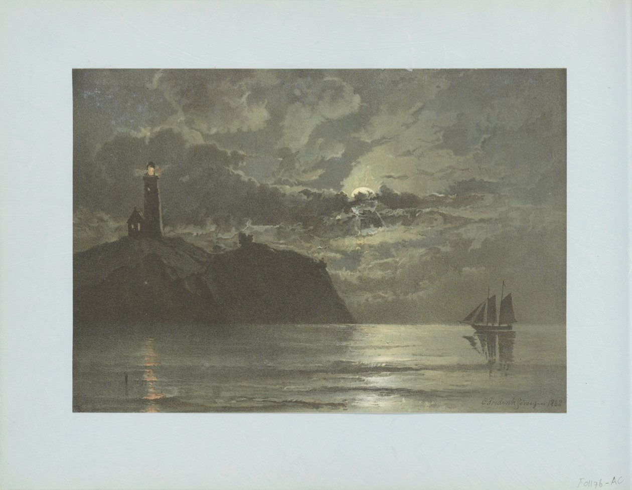 Seascape com farol após uma pintura de C. Frederick Sörensen de Anonymous