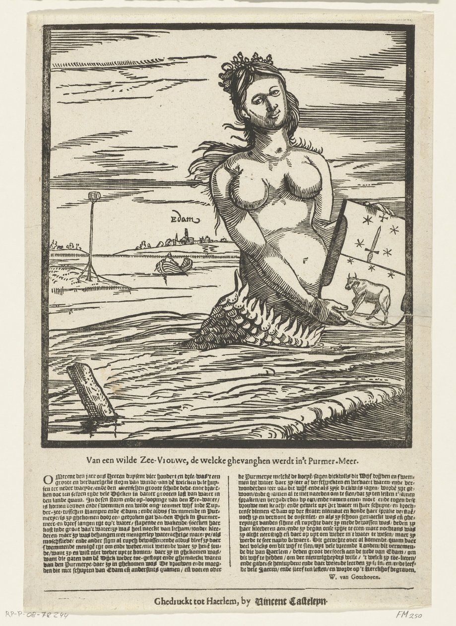Sereia de Edam, 1403
De uma Dama do Mar selvagem, que foi apanhada no Lago Purmer (título sobre o objecto) de Anonymous