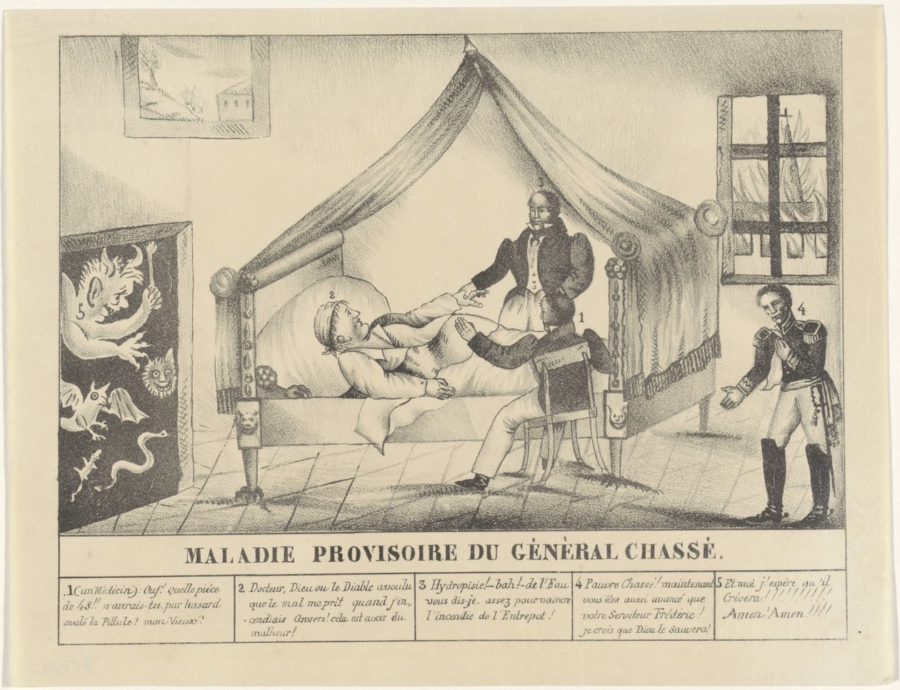 Ziekbed van geral Chassé, 1830 Doença temporária do General Chassé (título no objeto) de Anonymous