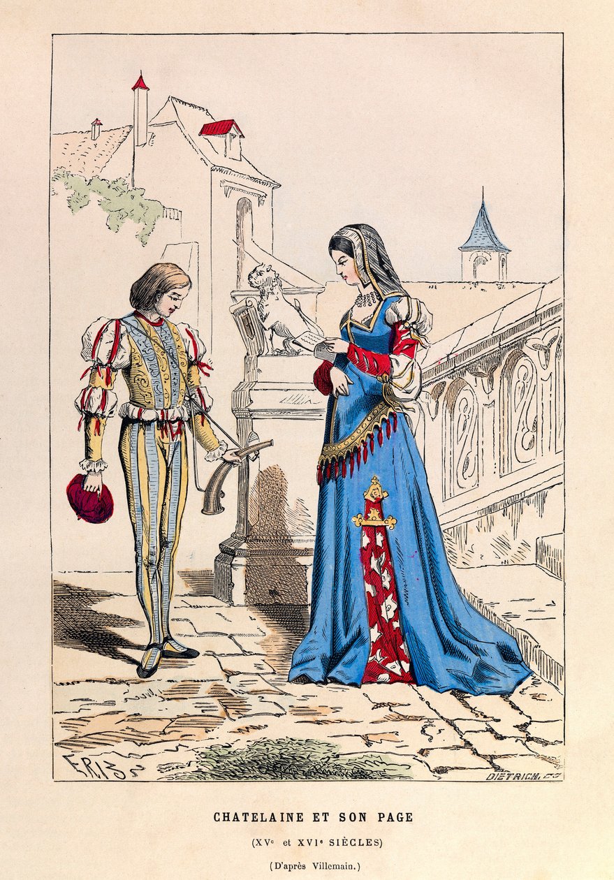 A chatelaine et son page au 15th century - Chatelaine and her page 15th century - collection privee de Anonymous Anonymous