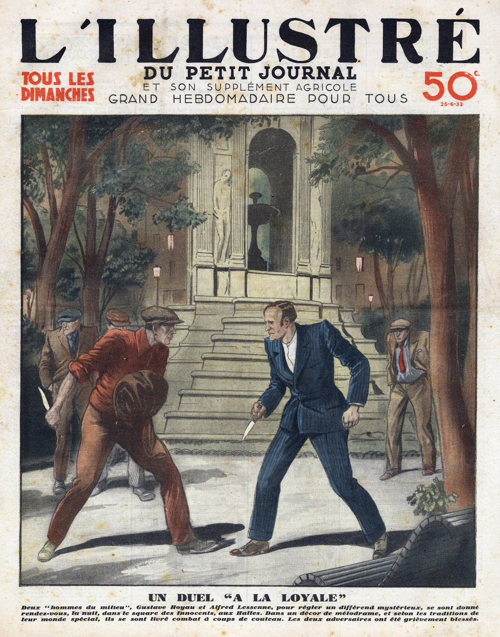 Um duelo justo: Gustave Hoyau e Alfred Lessene encontraram-se à noite na praça des Innocents aux Halles e lutaram com uma faca. de Anonymous Anonymous
