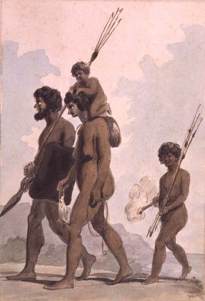 Uma família de New South Wales, possivelmente de Philip Gidley King (1758-1808), c.1788-92 (aquarela) de Anonymous Anonymous