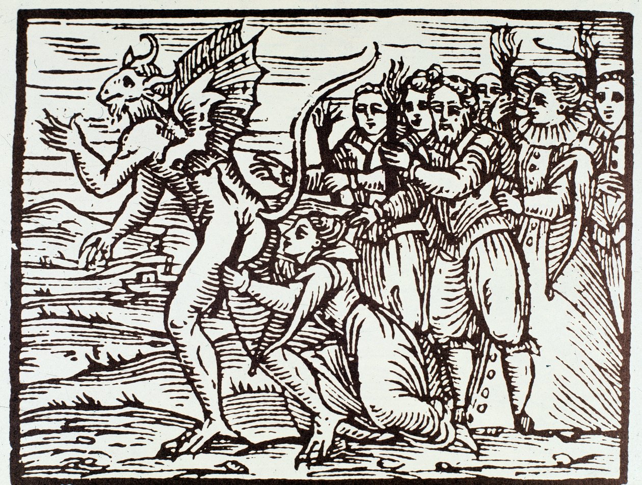 Uma bruxa beija satanás (Gravura de Anonymous Anonymous