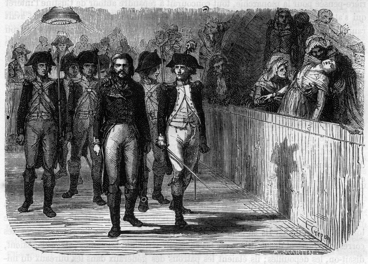 Adam Philippe de Custine (1740-1793) general francais perante a corte revolucionária em 1793 - Gravura em "Histoire des Girondins" de Alphonse de Lamartine (1790-1869) 1865-1866 - Colecção privada de Anonymous Anonymous