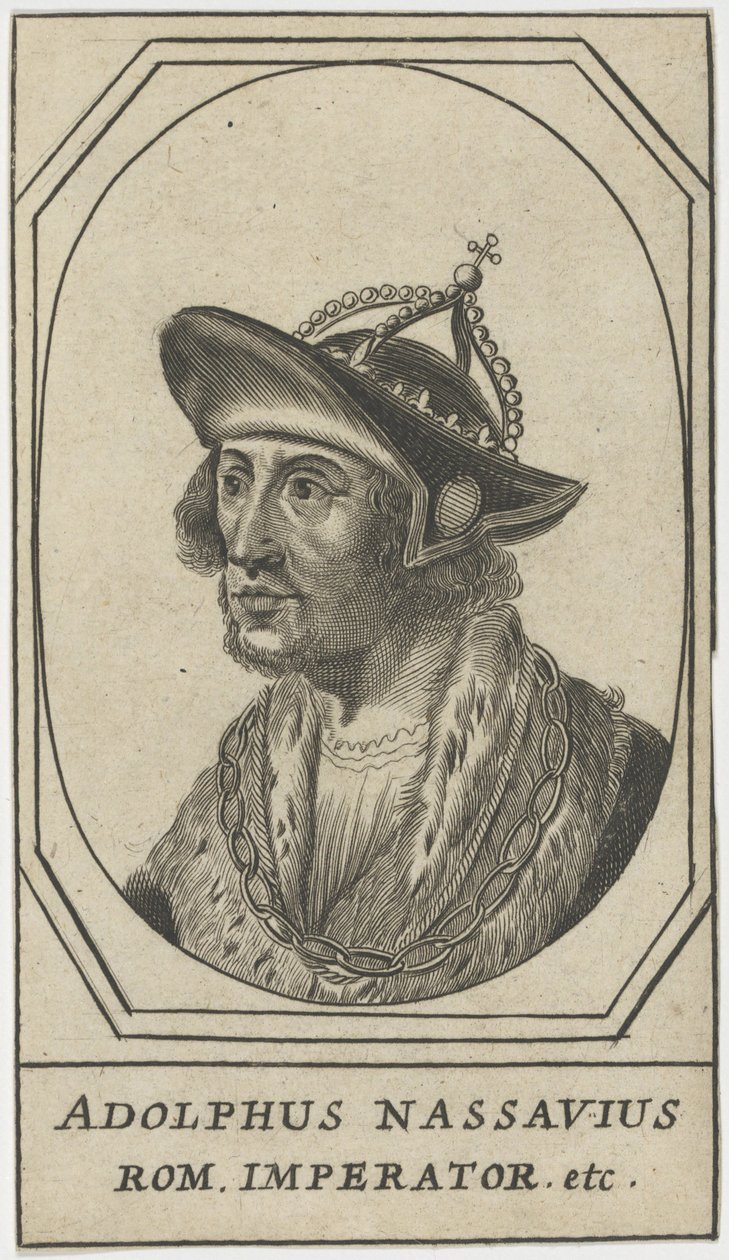 Adolphe de Nassau (1250-1298) - Adolfo de Nassau, Rei dos Romanos, Anónimo. Gravura, tamanho : 10,8x6,2 de Anonymous Anonymous