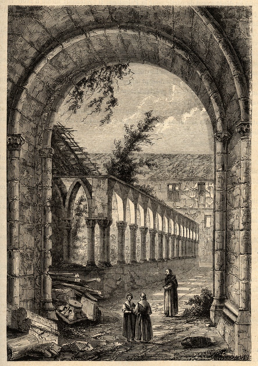 Antigo claustro do Convento de Cordeliers ou Saint-Francois de Quimper (Finistere) - - gravura em "PATRIE" - DESCRIÇÃO PECTURAS DE FRANÇA EM 6 VOLUME POR LUCIEN HUARD - final do século XIX de Anonymous Anonymous
