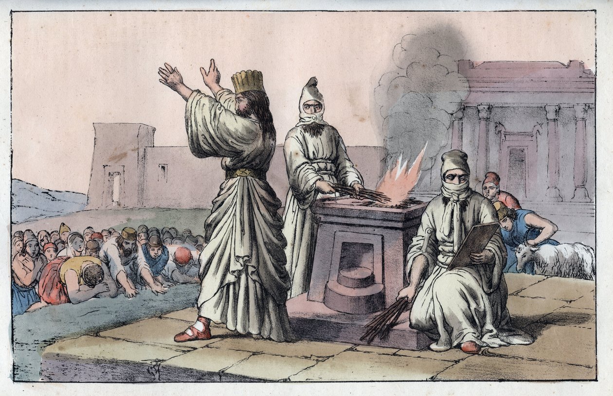 Antiga civilização persa: magos, sacerdotes oficiais e discípulos de Zarathoustra (Velho Oriente, Persas: Mago) - gravura de "Usos e costumes de todos os povos do Universo". Ou História do Governo, Leis, Milícias, Religião de Anonymous Anonymous