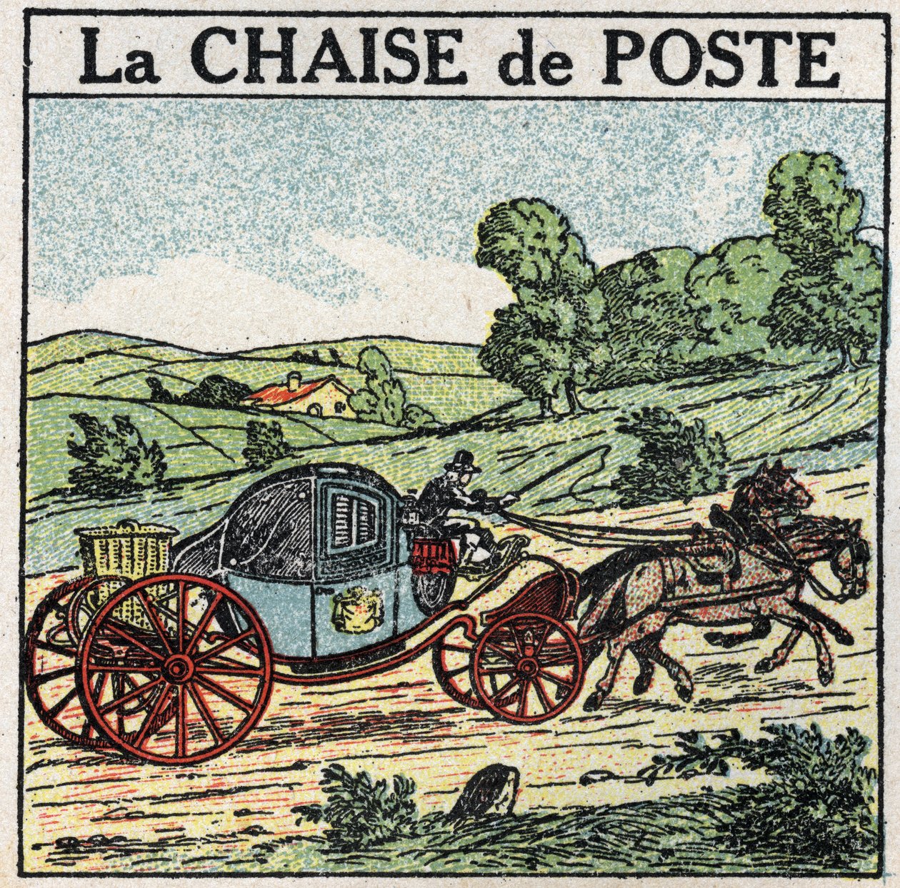 Tracção animal: a cadeira do correio. Ilustração anónima de 1925. Coleção privada. de Anonymous Anonymous