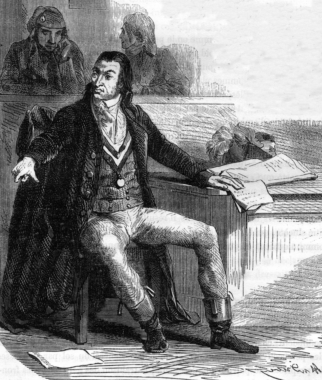 Antoine Quentin Fouquier de Tinville, dit Fouquier-Tinville (1746-1795), legislador francês e revolucionário, acusador público do Tribunal Revolucionário - Gravura no "Histoire des Girondins" de Alphonse de Lamartine (1790-1869) 1865-1866 - Colectivo priva de Anonymous Anonymous