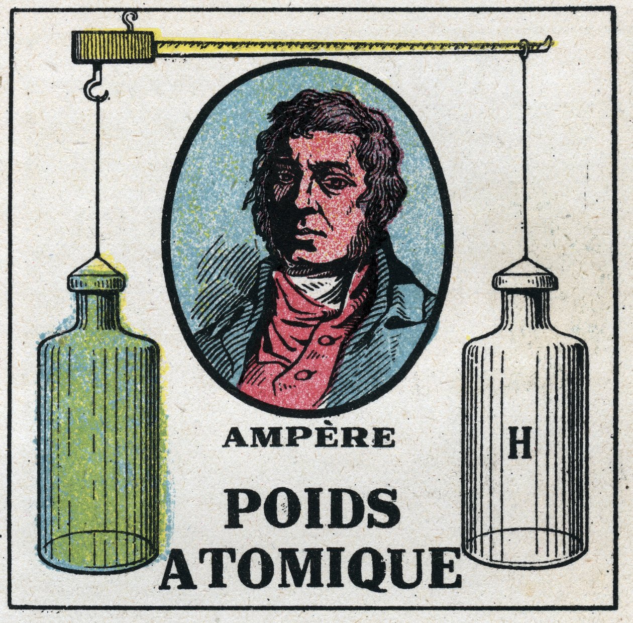 Átomos: The Atomic Weight by Andre Marie Ampere (1775-1836). Ilustração anônima de 1925. Coleção particular. de Anonymous Anonymous