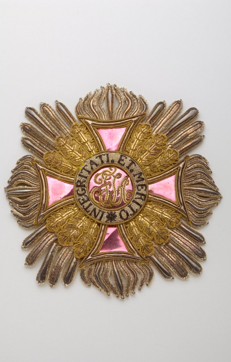 Áustria - Ordem de Leopold: placa da grande cruz de Charles Louis Huguet, Marquês de Semonville (1759-1839) - Estreia século XIX - Bordados de fios de ouro, prata e seda, crantilla, lantejoulas e lantejoulas - Alma de lona grande e branco de Anonymous Anonymous