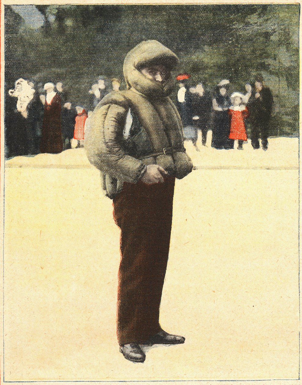 Aviação: Fato aéreo concebido para proteger os aviadores de quedas. Gravação em "Le petit parisien" em 16/10/1910. Colecção privada. de Anonymous Anonymous