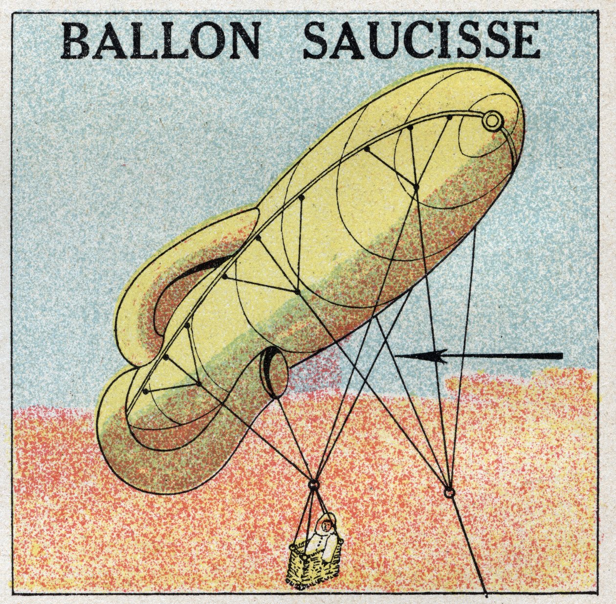 Balões: salsicha de balão. Ilustração anónima de 1925. Coleção particular. de Anonymous Anonymous