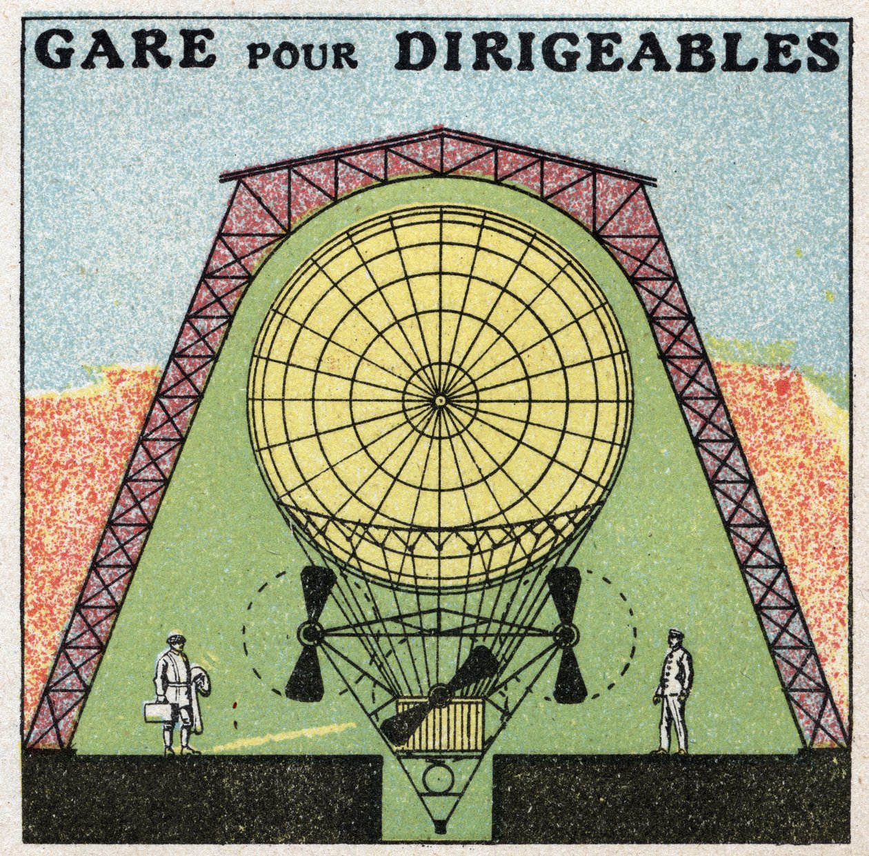 Balões: estação para dirigíveis. Ilustração anónima de 1925. Coleção privada. de Anonymous Anonymous