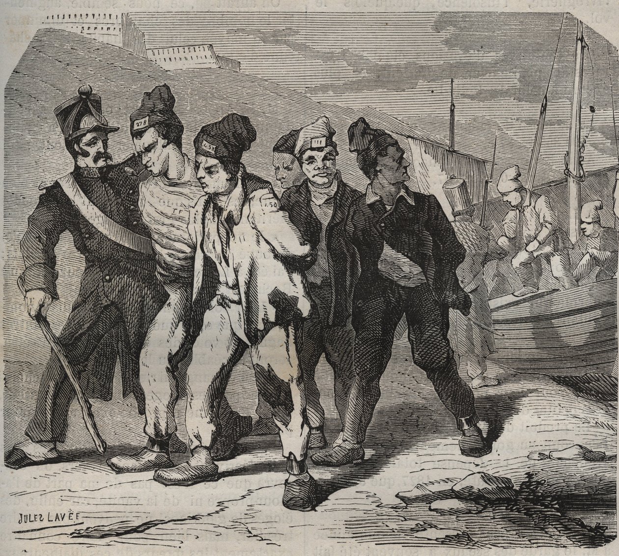 Belle-Ile-en-Mer (bela ilha no mar), no século XIX. Gravura em "Histoire des bagnes depuis leur création à nos jours" (1877) de Pierre Zaccone (1817-1895) (Colonia Penale - colônia penal) de Anonymous Anonymous