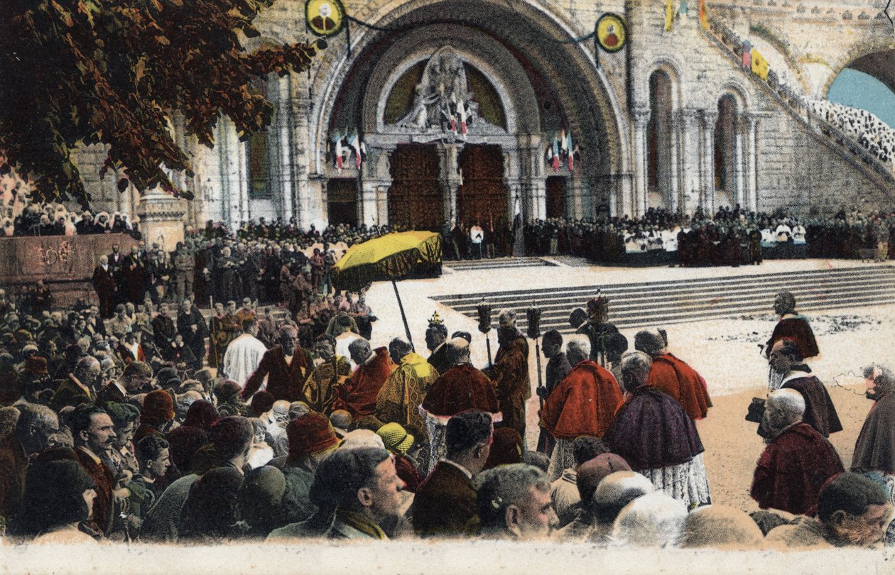 Bênção dos doentes diante do rosário em Lourdes - Pirineus de Hautes (65) por volta de 1900. de Anonymous Anonymous