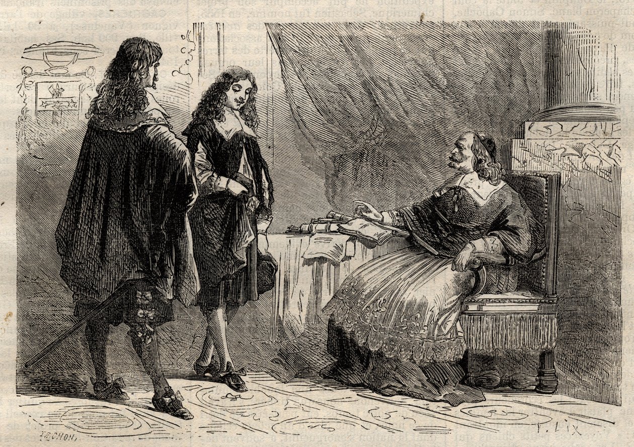 Cardeais Mazarin e Jean-Baptiste Colbert, estadistas franceses de Anonymous Anonymous