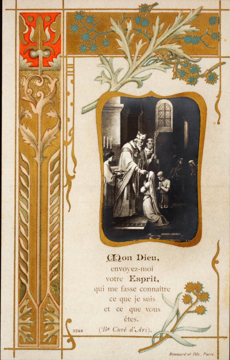 Cerimónia de confirmação de imagem piedosa. Cartão postal. início do século XX. Colecção privada. de Anonymous Anonymous