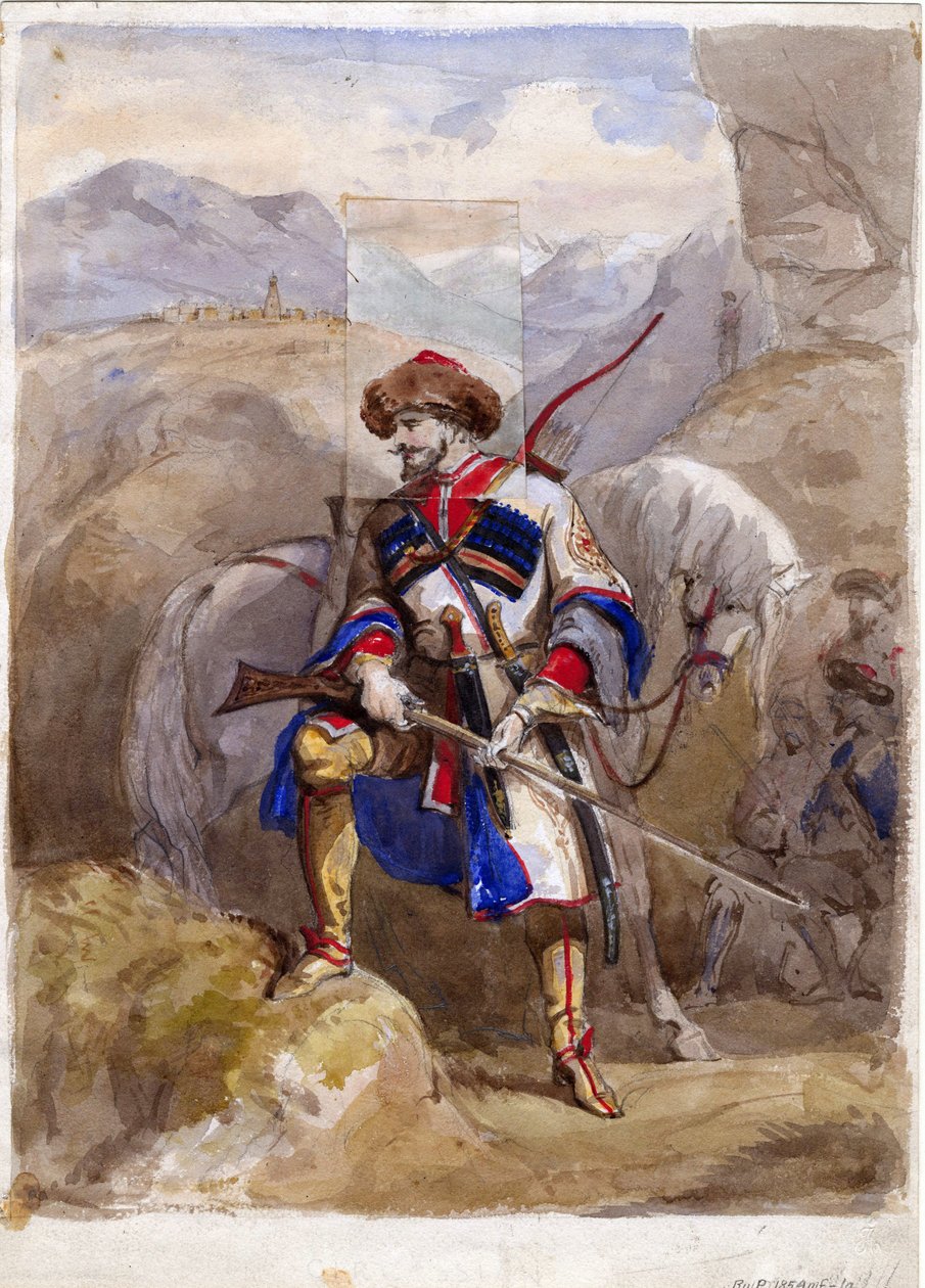 Chamil ou Imam Chamil - Imam Shamil (1797-1871) - Anónimo - 1854 - Aguarela sobre papel - 32x23 - Colecção Privada de Anonymous Anonymous