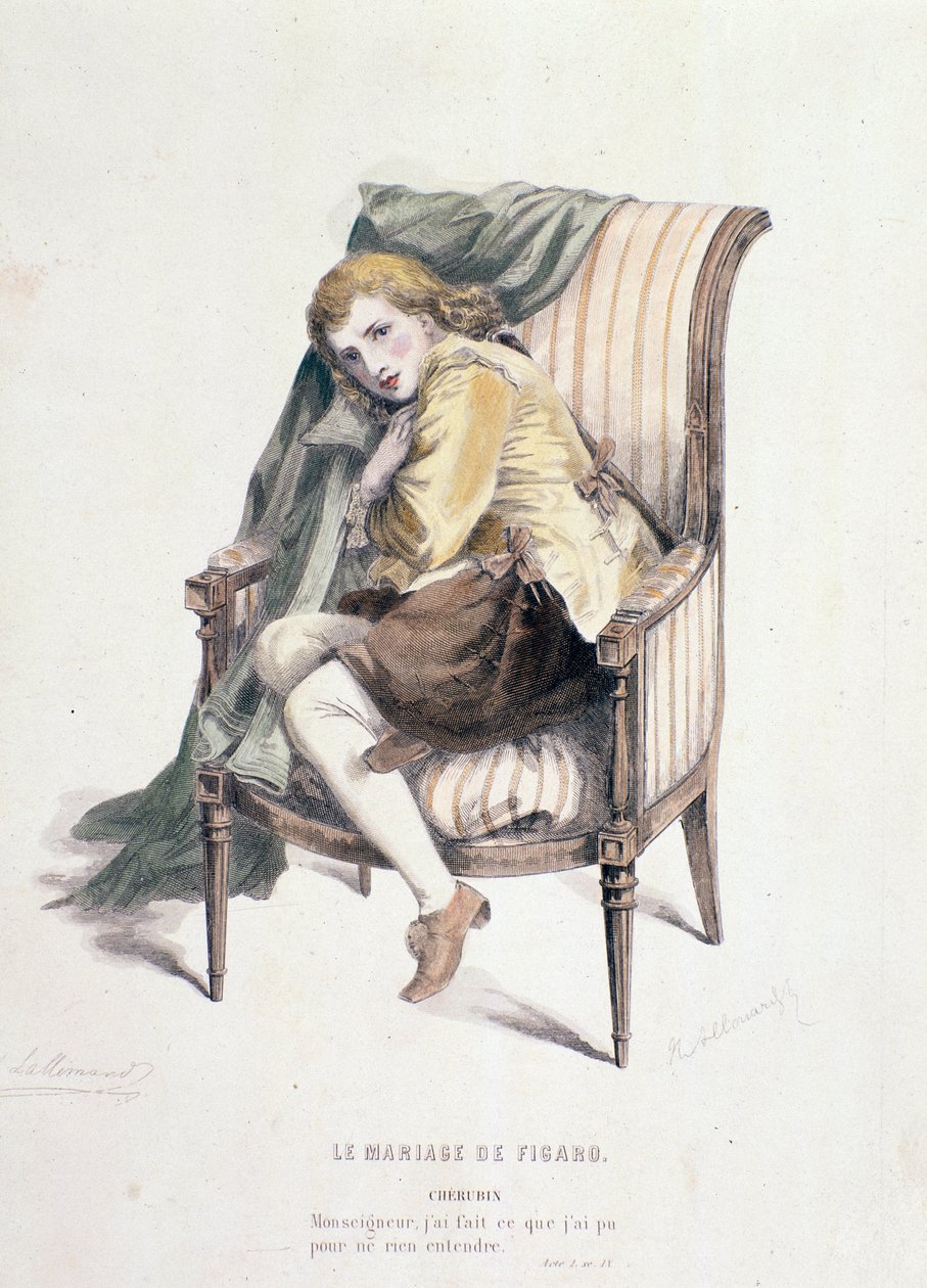Personagem Cherubino em Le nozze di Figaro, ópera de Mozart ( 1837) de Anonymous Anonymous