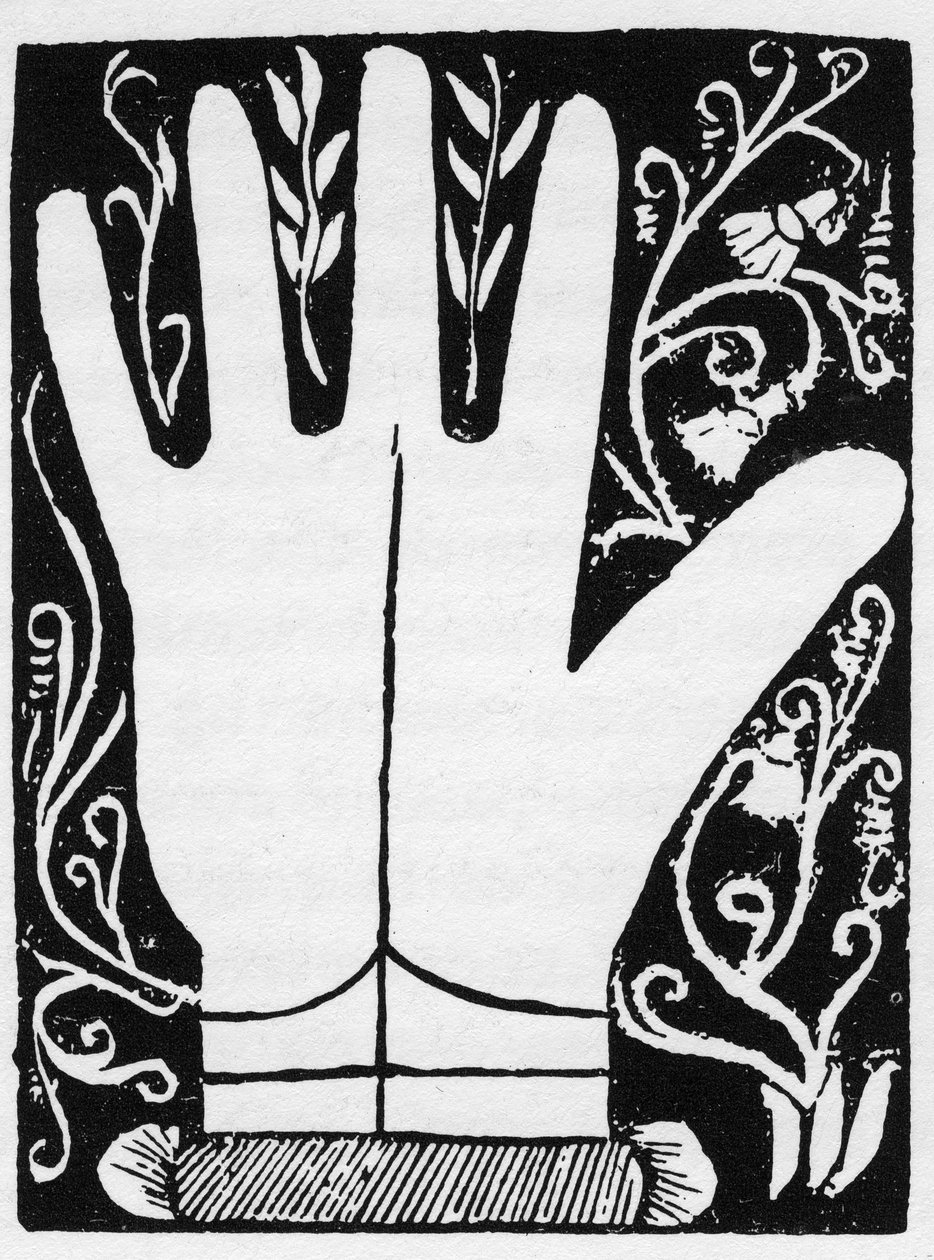 Chiromancia - Linha Saturniana - Gravura 1545 em "A Arte do Quimio" de Andre Corvo - Coleção Particular de Anonymous Anonymous