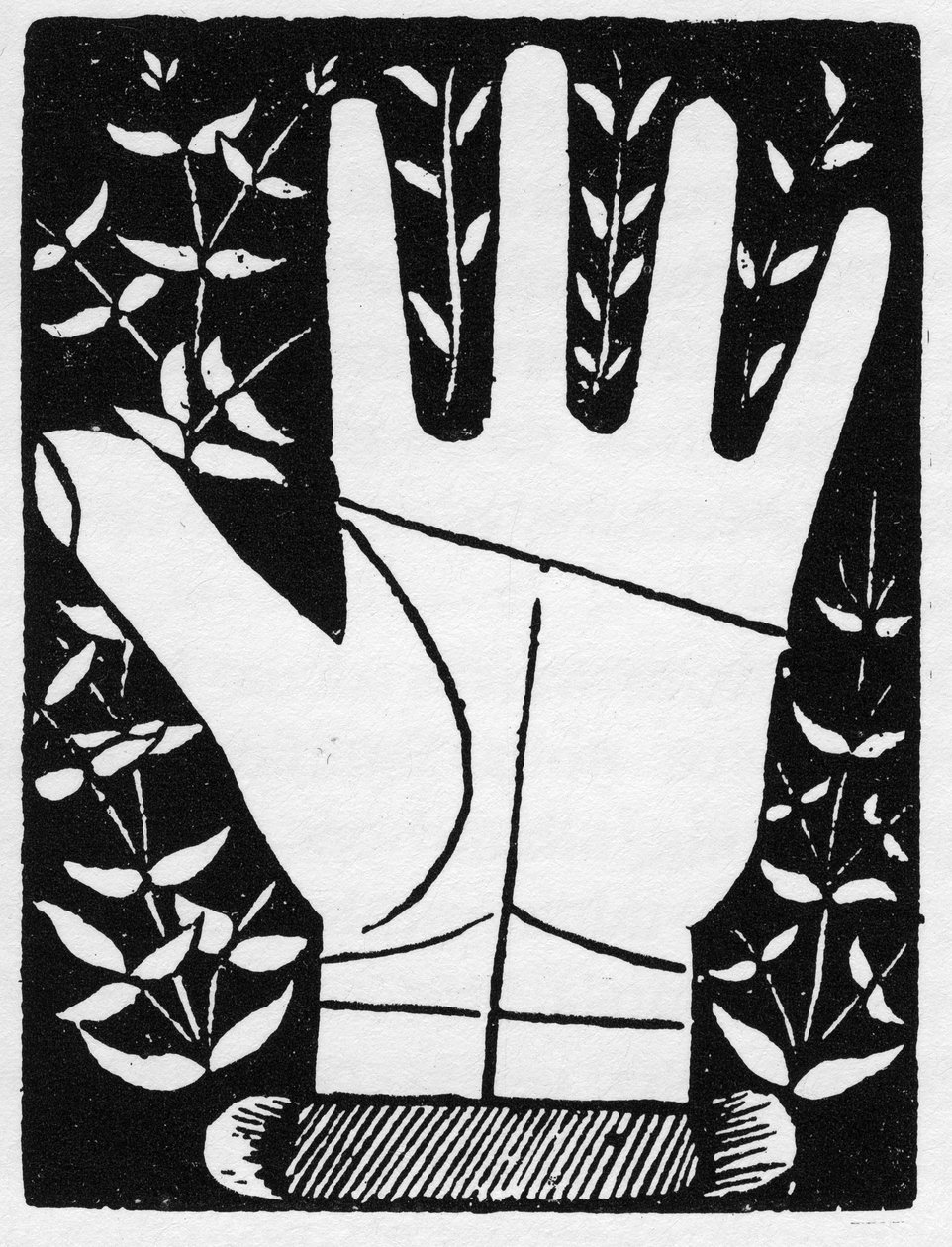 Chiromancia - Linha Saturniana para parar no meio - Gravura 1545 em "A Arte do Quimio" de Andre Corvo - Coleção particular de Anonymous Anonymous