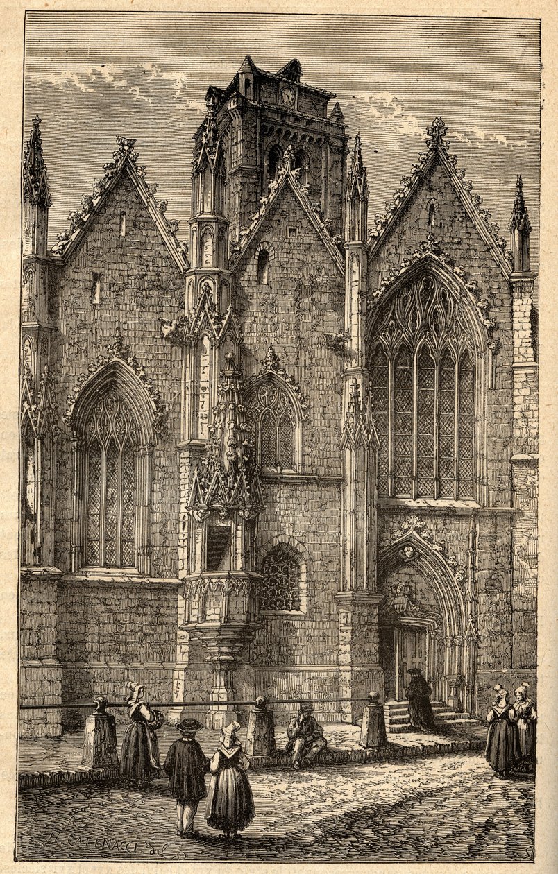 Igreja de Notre-Dame (Notre-Dame) de Vidro - Vidro (Ille-et-Vilaine) - gravura em "PATRIE" - DESCRIÇÃO PACUREQUIREQUE DE LA FRANCE EN 6 VOLURES BY LUCIEN HUARD - final do século XIX de Anonymous Anonymous