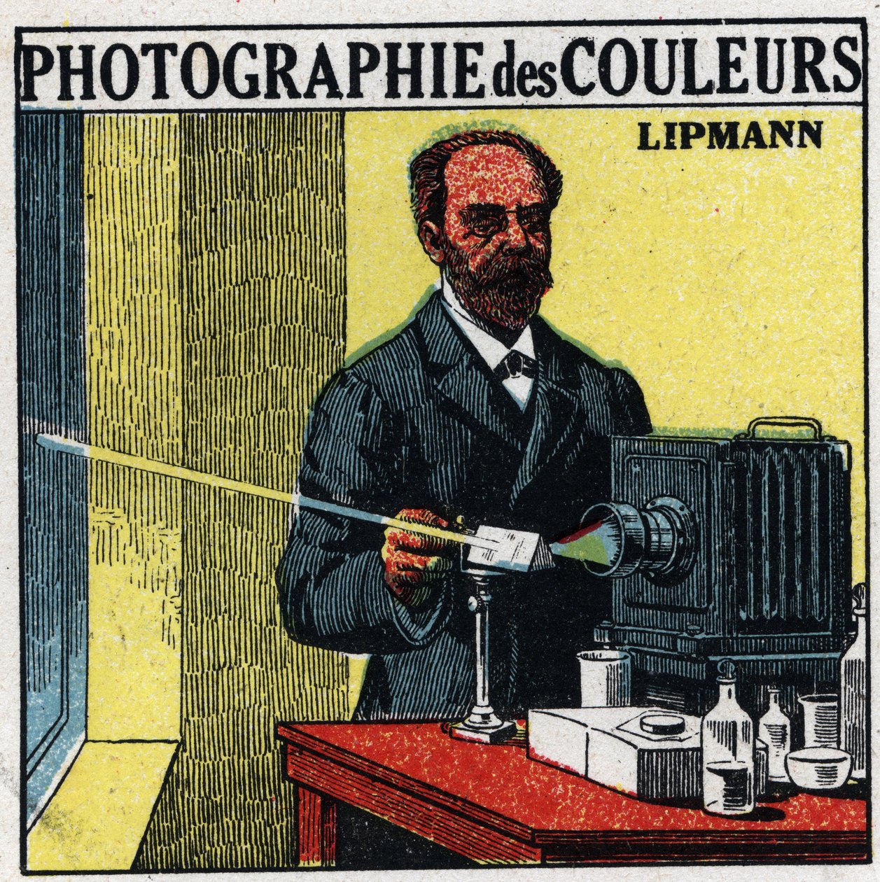 Fotografia a cores: o processo inventado por Gabriel Lippmann (1845-1921) em 1891. Ilustração anónima a partir de 1925. Coleção particular. de Anonymous Anonymous