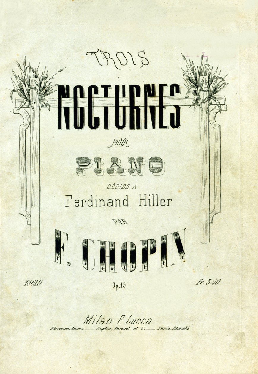Capa de "Nocturnes opus 15" para piano dedies a Ferdinand Hiller" composta por Frederic Chopin (1810-1849). de Anonymous Anonymous