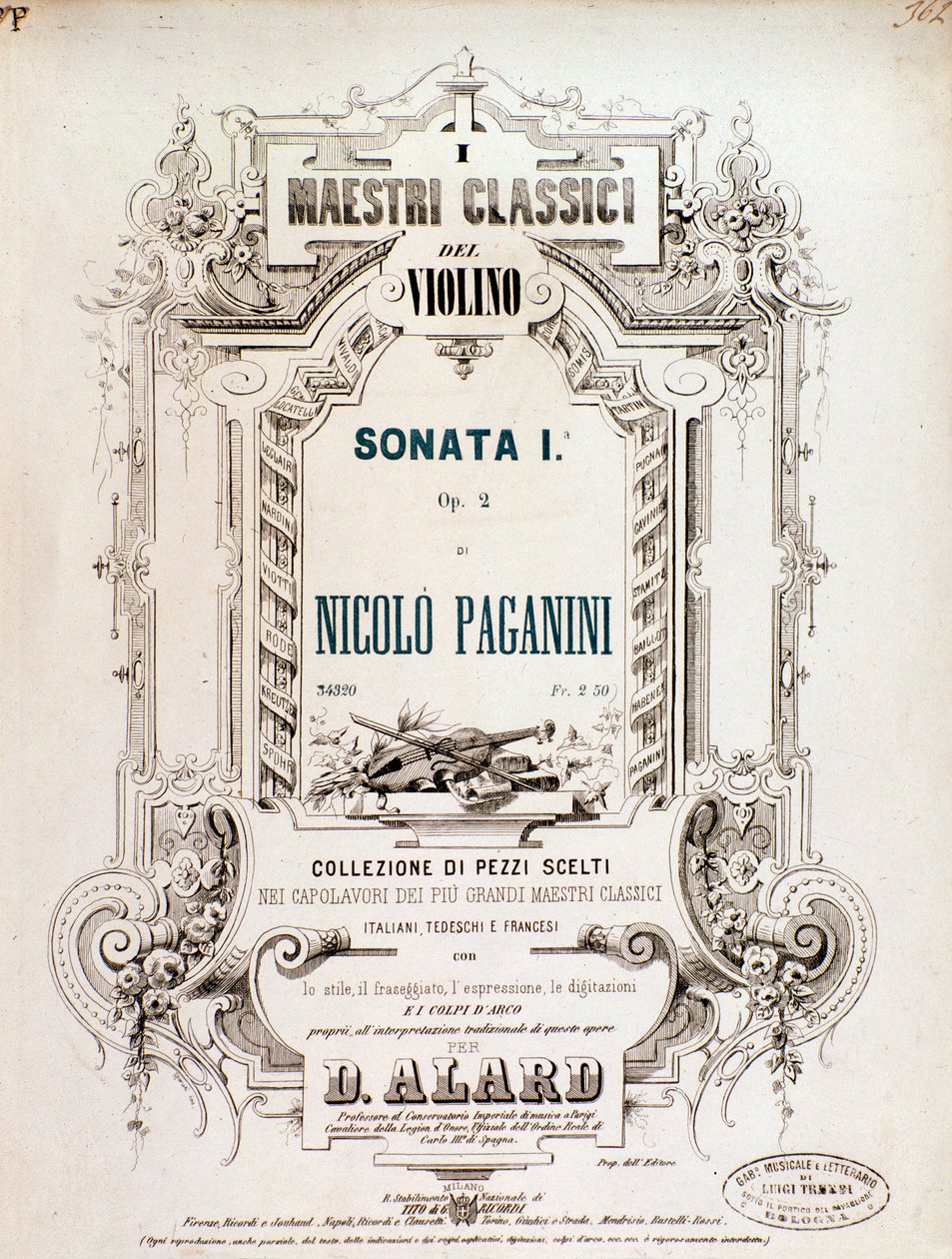 Capa da partitura musical da Sonata 1, op. 2 de N Paganini de Anonymous Anonymous