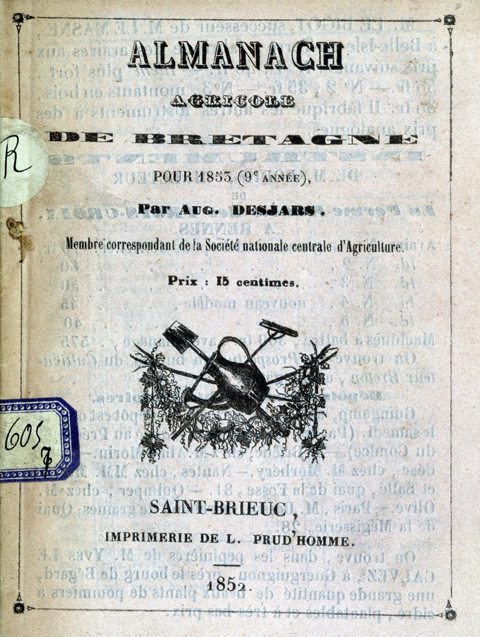 Capa do Almanach Agricole de Bretagne de Anonymous Anonymous
