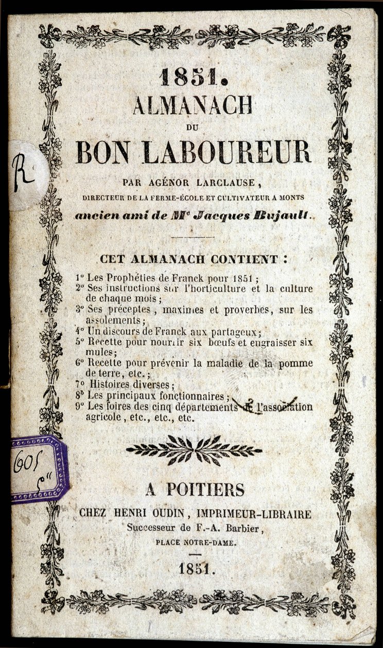 Capa do Almanach du Bon Ploureur, de Agenor Larclause, Poitiers de Anonymous Anonymous