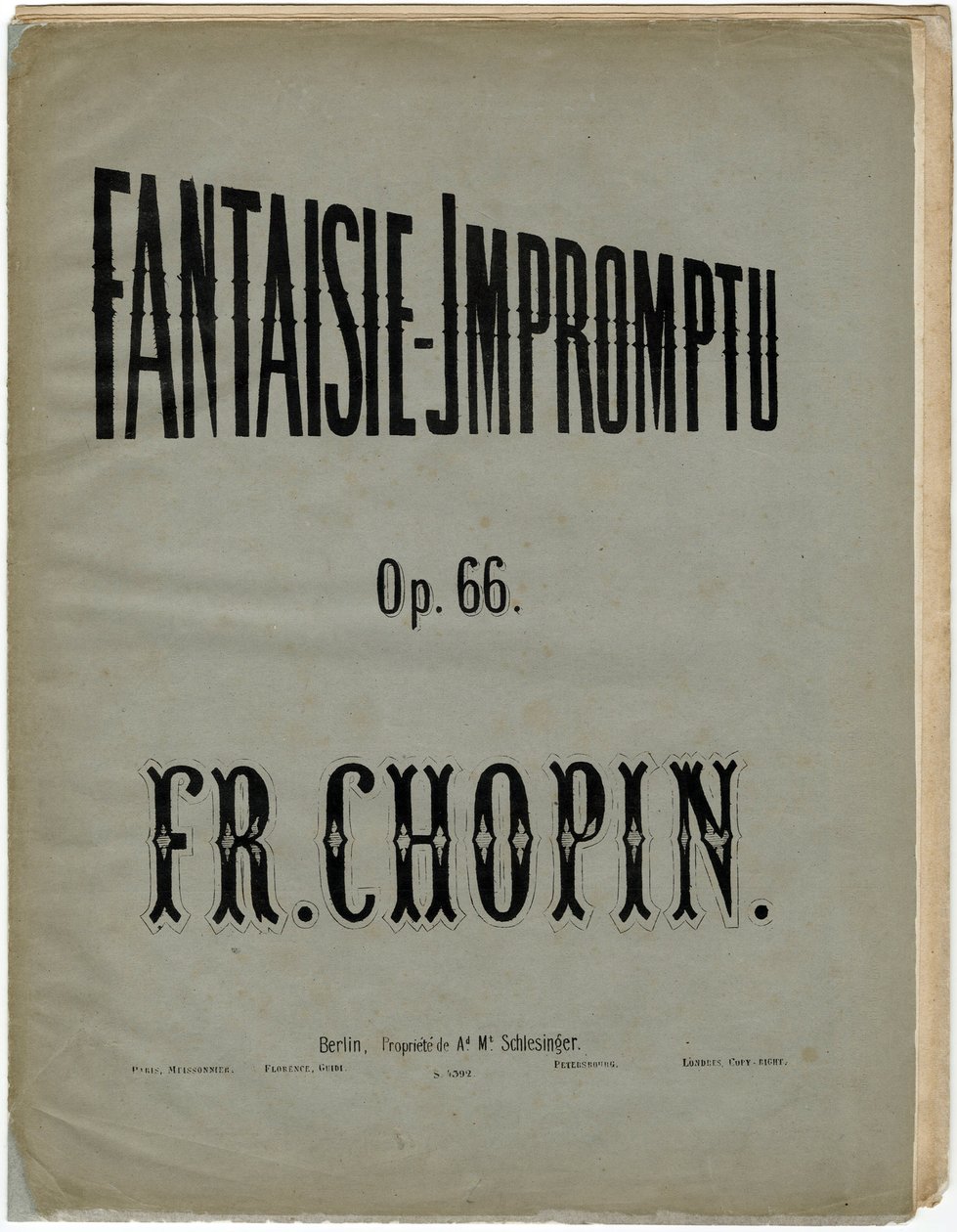 Página de capa da edição alemã do Fantaisie-Impromptu, Op. 66 - Frederic Chopin (1810-1849). Litografia, ca. 1856. Coleção Particular de Anonymous Anonymous