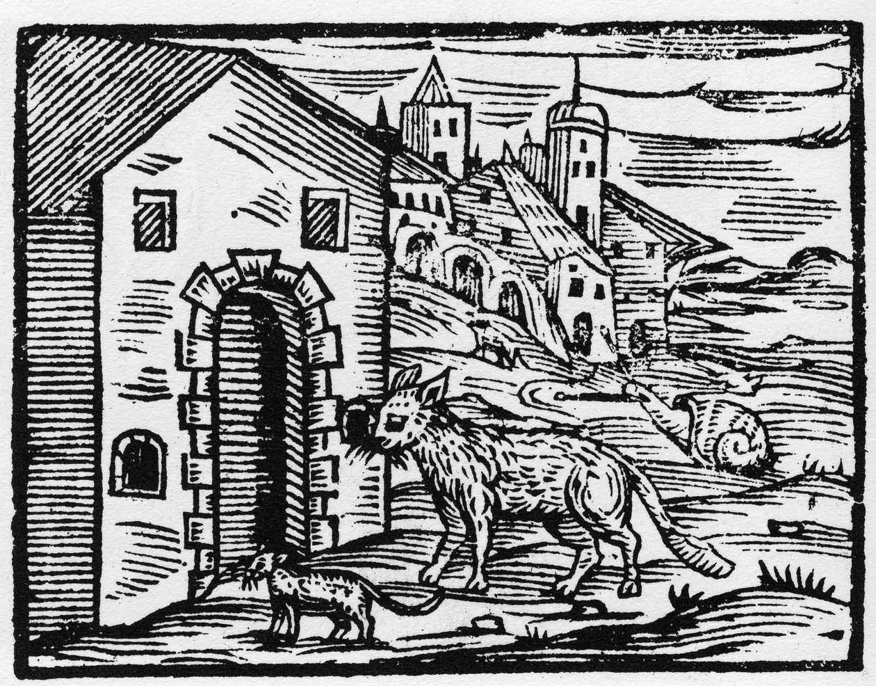 Diabo e bruxa transformam-se em lobo e gato - "Compendium Maleficarum", negócios sobre bruxas, seu mal e suas sortilégios por Francesco Maria Guazzo ou Guaccio ou Guaccius (15?? -16??) 1608 Coleção Privada de Anonymous Anonymous