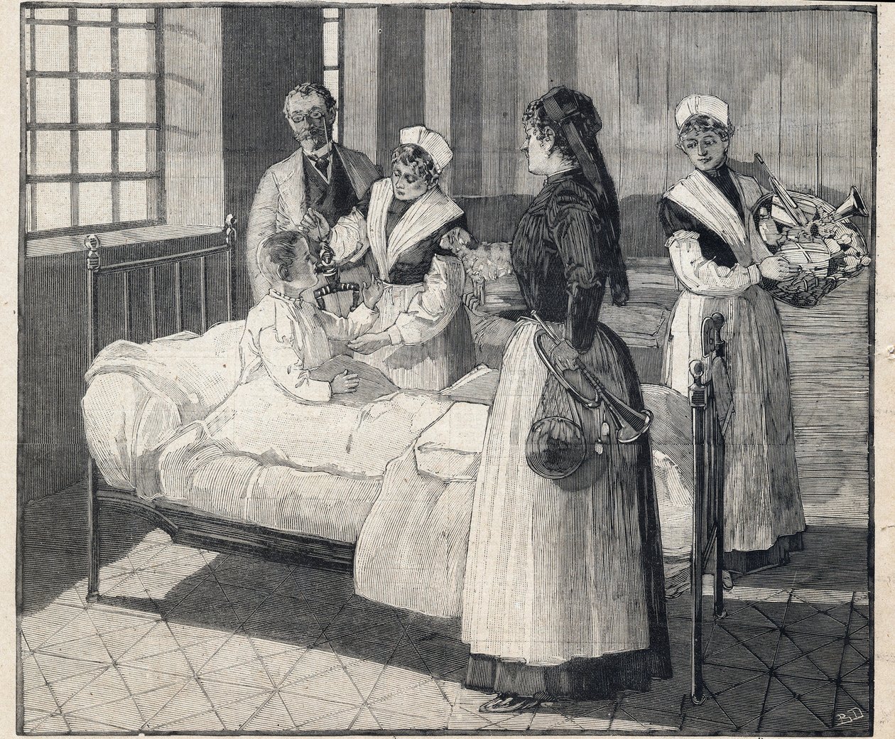 Distribuição de brinquedos às crianças do bem-estar público no Dia de Ano Novo. Gravação em "Le Petro Parisien" em 8/01/1893. Coleção Particular de Anonymous Anonymous