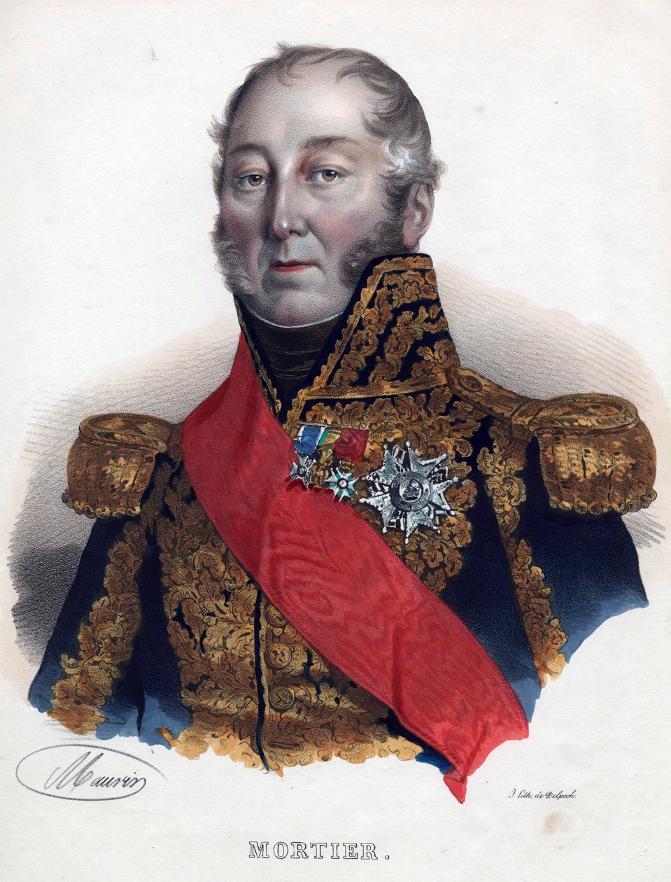 Edouard Adolphe Mortier (1768-1835), Marechal de França - Anónimo - 1835 - Litografia, aguarela - 32x24 - Colecção privada de Anonymous Anonymous