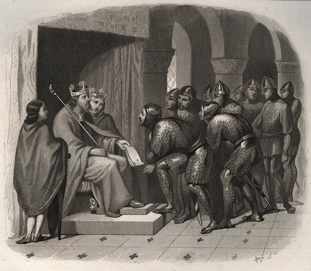 Eduardo o Confessor (um dos últimos reis anglo-saxões da Inglaterra) - São Eduardo o Confessor (1004-1066) dando novas leis ao seu povo. Gravura de 1846 em "Vidas dos Santos". Coleção privada. de Anonymous Anonymous
