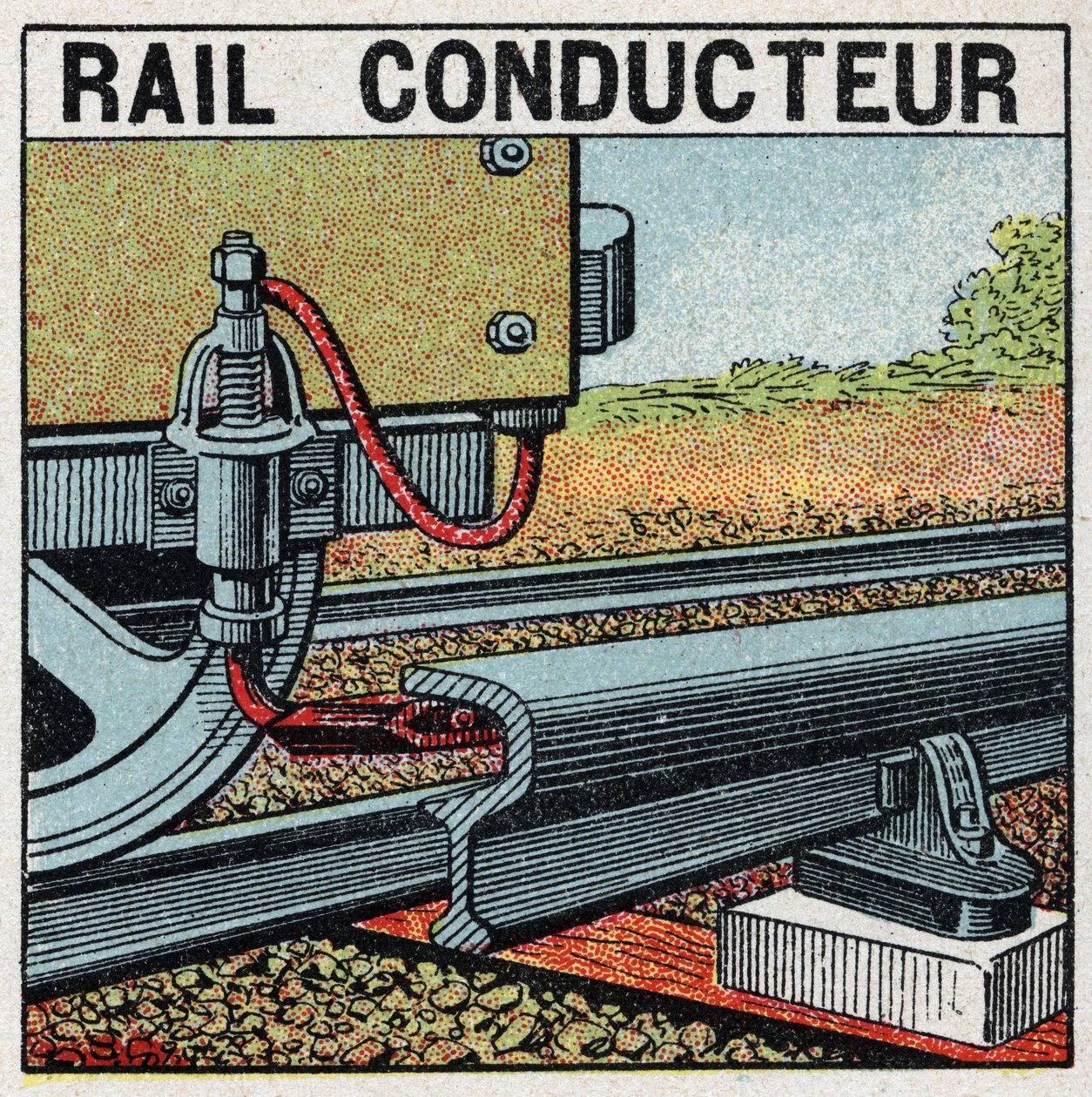 Ferrovias elétricas: trilho condutor. Ilustração anônima de 1925. Coleção privada. de Anonymous Anonymous