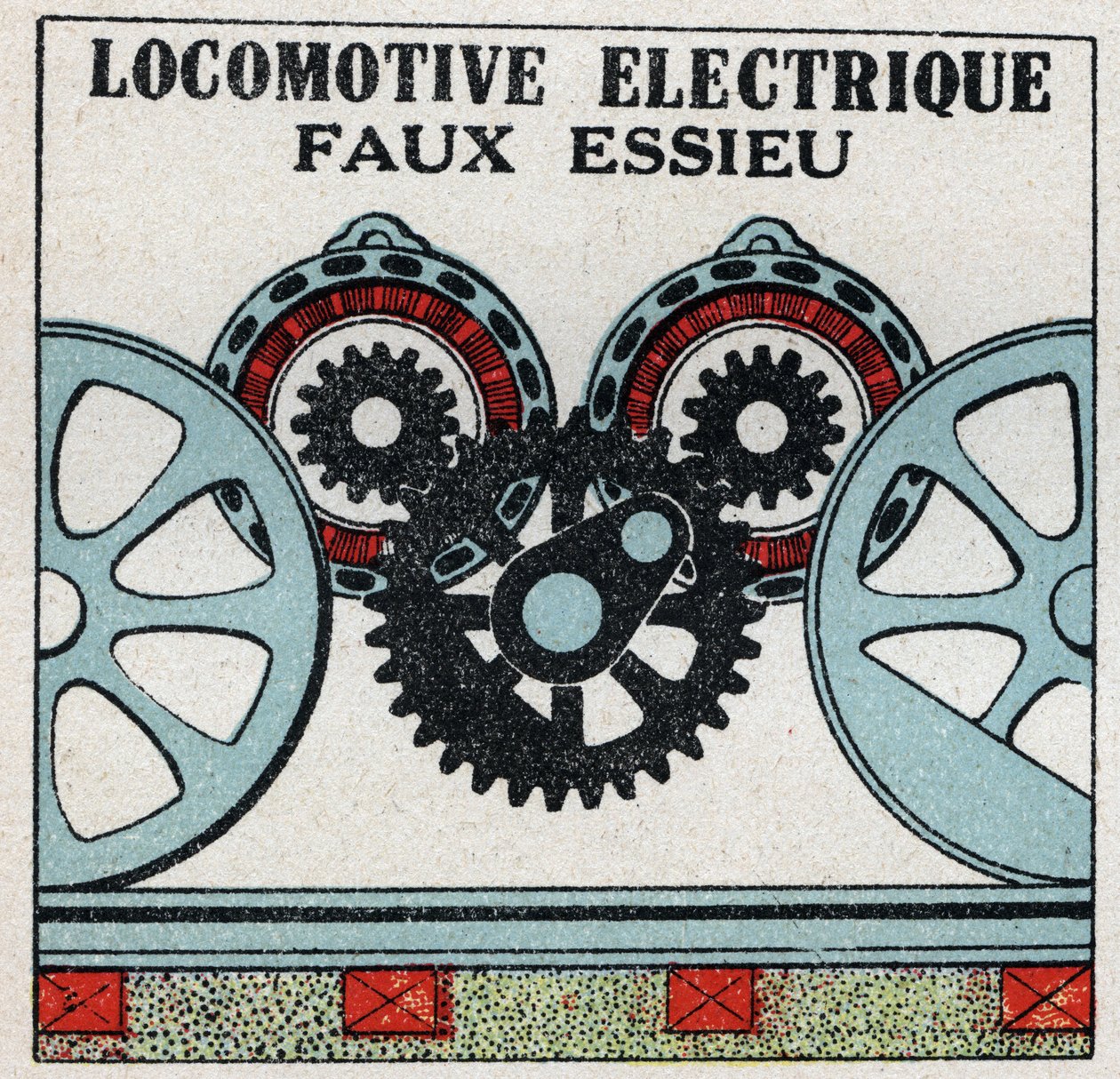 Ferrovias eléctricas: eixo falso de uma locomotiva eléctrica. Ilustração anónima de 1925. Coleção particular. de Anonymous Anonymous