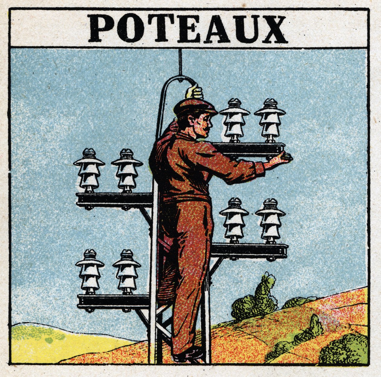 Canos eléctricos: postes eléctricos. Ilustração anónima de 1925. Coleção privada. de Anonymous Anonymous