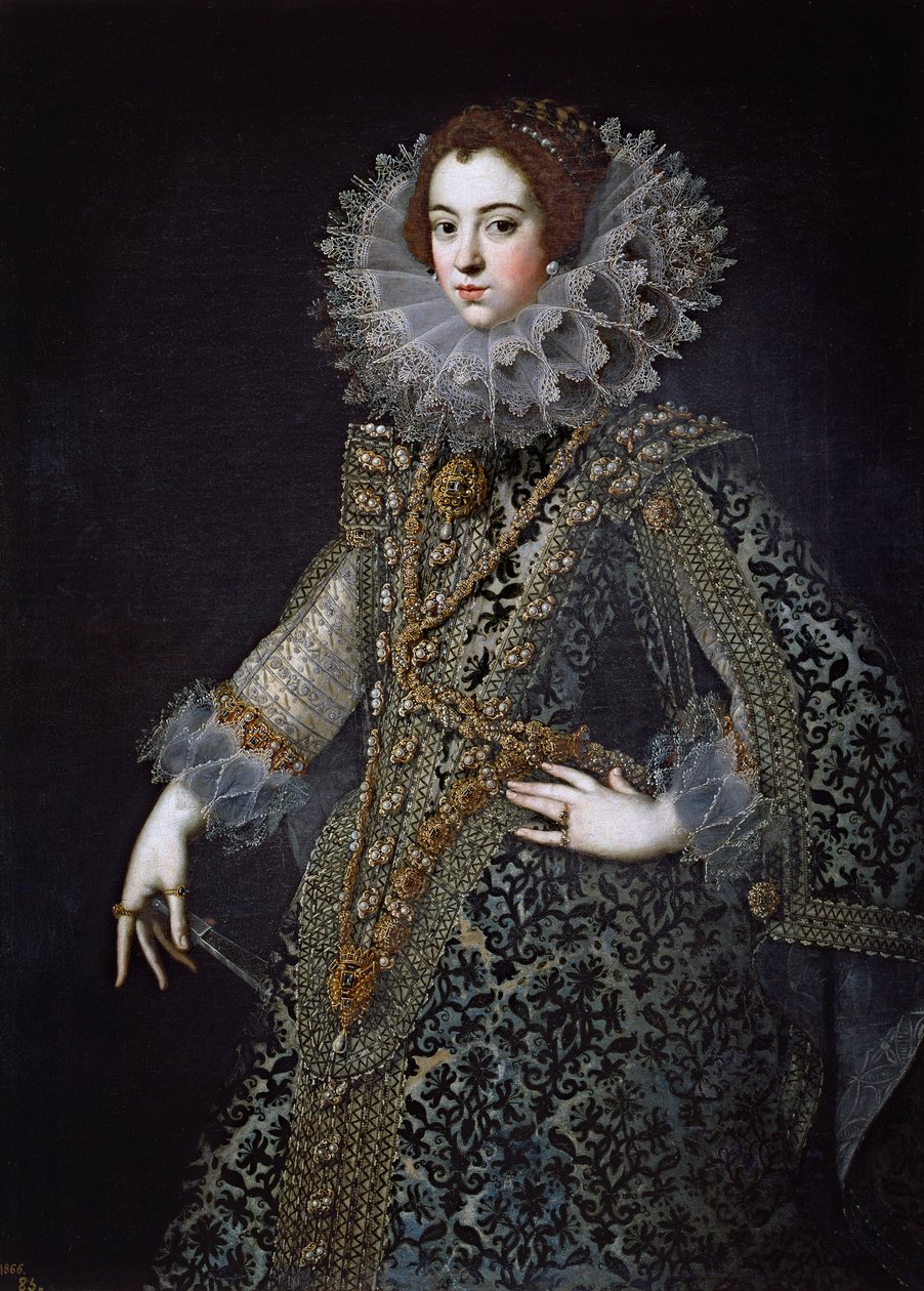 Elisabeth de France, egalement appelee Elisabeth de Bourbon - Retrato de Elisabeth de France (1602-1644), Rainha consorte de Espanha par Anónimo, c. 1620 - Óleo sobre tela de Anonymous Anonymous