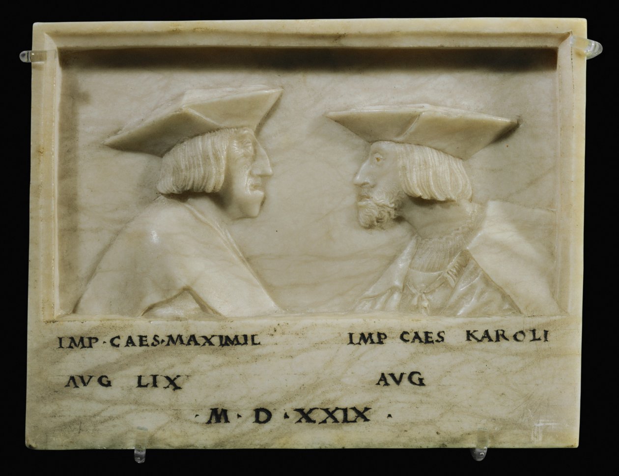 O imperador Maximiliano I e o seu neto, o imperador Carlos V ... (alabastro) de Anonymous Anonymous