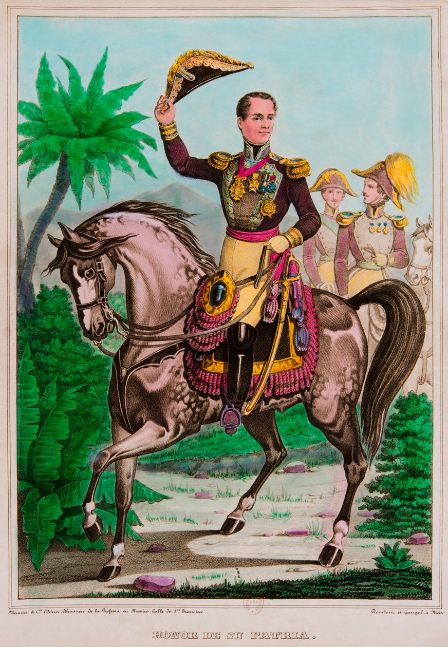 Retrato Equestre de Antonio Lopez de Santa Anna (1794-1876) Presidente do México, Coleção Privee de Anonymous Anonymous