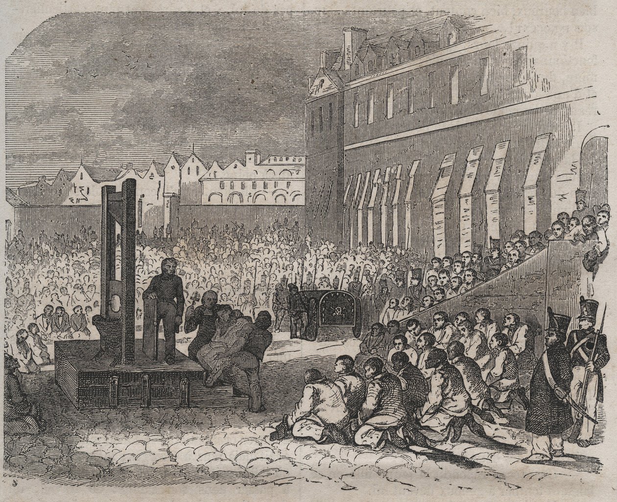 Execução na bagne de Brest por Joseph Bordelet. Gravura em "Histoire des bagnes depuis leur création à nos jours" (1877) de Pierre Zaccone (1817-1895) (Colonia Penale - colônia penal). Colecção privada. de Anonymous Anonymous