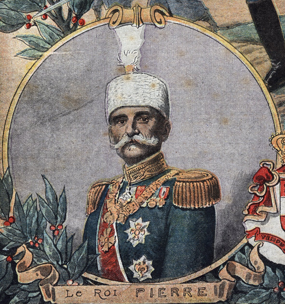 Primeira Guerra Mundial 1914-1918 (14-18): Retrato de Pedro I da Sérvia (Peter Karadordevic ou Karageorgevich de Anonymous Anonymous