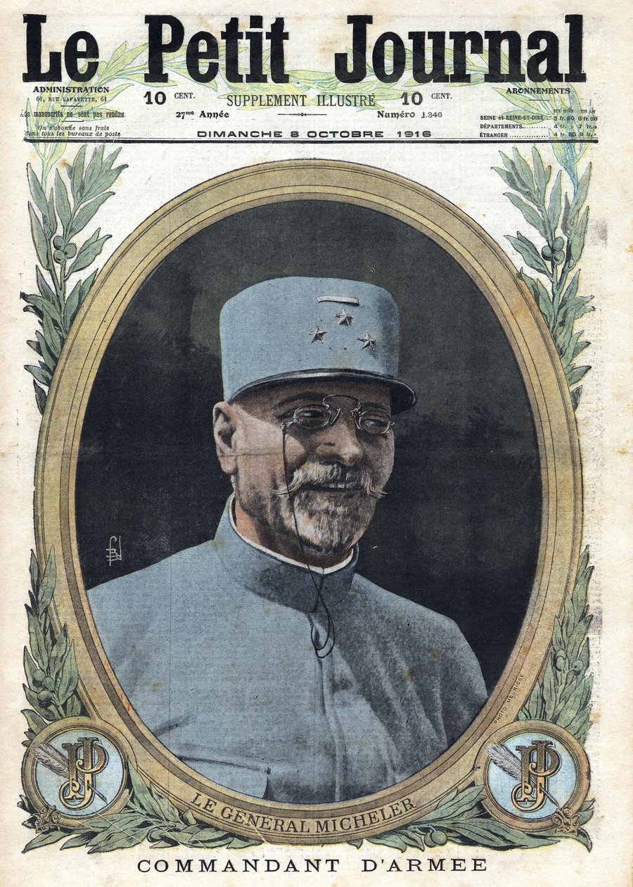 Primeira Guerra Mundial 1914-1918 (Guerra 14-18). Retrato do General Joseph Alfred Micheler (1861-1931) No "Le Petit Journal", em 8/10/1916 de Anonymous Anonymous
