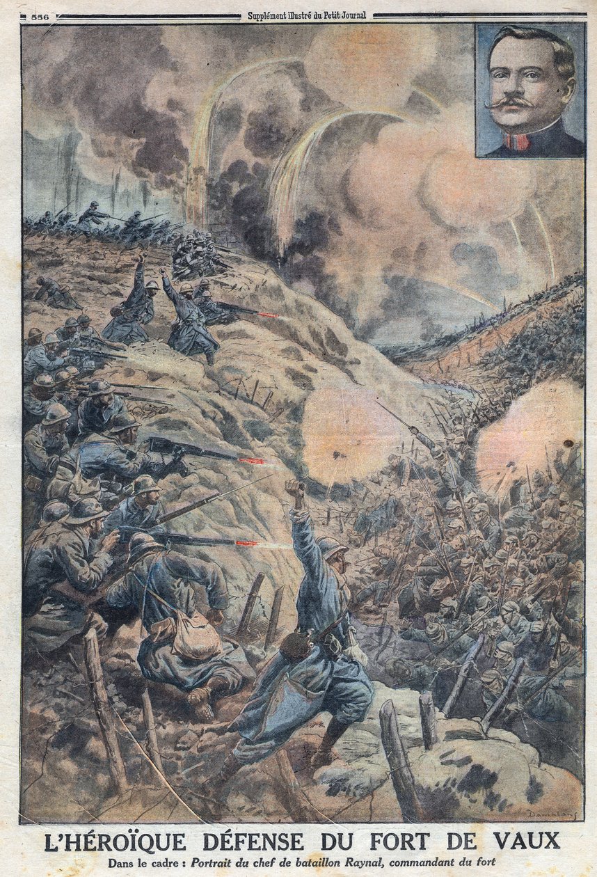 Primeira Guerra Mundial 1914-1918 (Guerra 14-18). A Defesa Heróica de Fort de Vaux com o seu líder de batalhão Sylvain Eugene Raynal (1867-1939). No "Le Petite Journal". de Anonymous Anonymous
